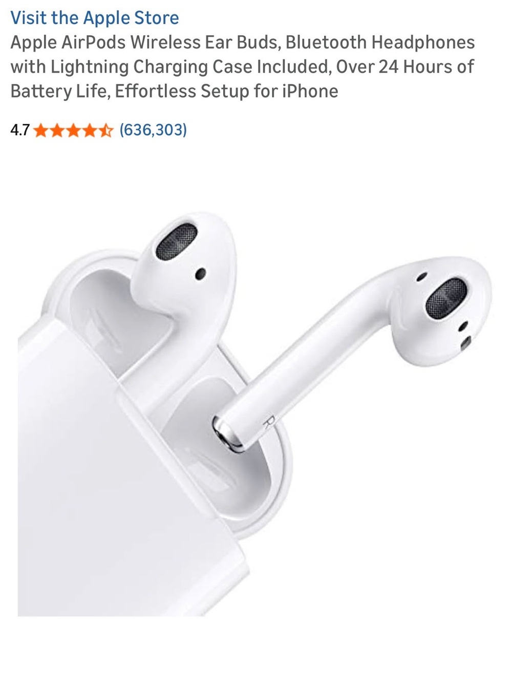 Apple White AirPods Wireless Earbuds with Charging Case
